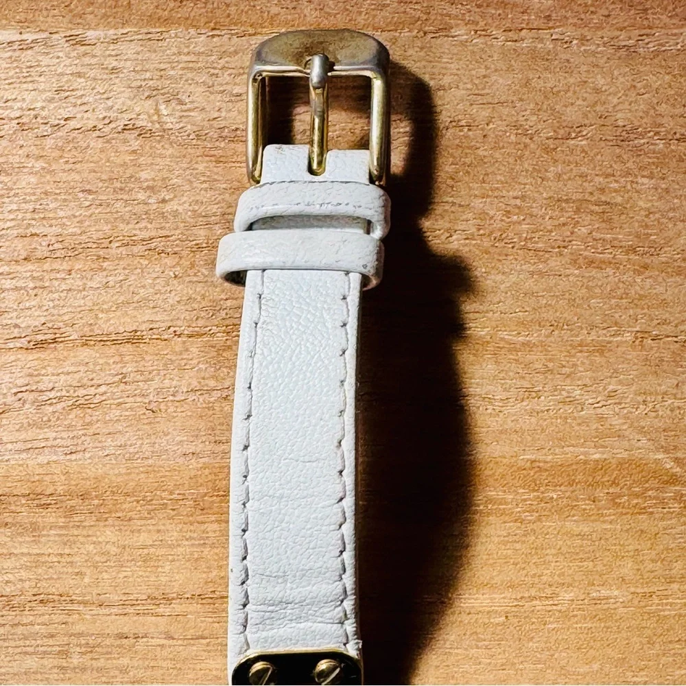 Anne Klein Gold‎ & White Leather Strap Watch 10/9168WTWT